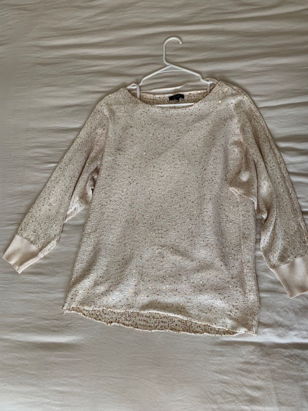 Alfani XL Champagne Metallic Sequin Dolman Sleeve Knit Sweater Top